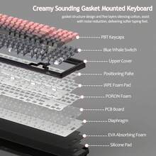 MageGee LIGHT100 Wireless Creamy Keyboard, Gasket Structure Hot Swappable, 2.4G/USB-C/BT5.0 RGB Backlit Mechanical Gaming Keyboard 8000mAh Battery, Side Printed PBT Keycap - 查看 7