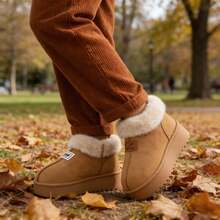 Botas de nieve para mujer para otoño/invierno, con un diseño en color liso y detalles en forma de letras. Cálidas y minimalistas, con una suela gruesa y antideslizante. Disponibles en blanco, negro y marrón, aptas tanto para hombre como para mujer. - Marrón - Ver 4