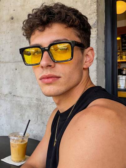 Retro Square Plastic Sunglasses, Classic Design For Outdoor Travel, Beach, Casual Wear, Summer Sun Protection, Driving, UV Protection Unisex Sunglasses