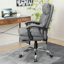 COSTWAY Ergonomic Adjustable High Back Rolling Computer Chair With Retractable Footrest, Grey - A - View 2