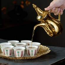 6/12pcs Set Ceramic Arabic Coffee Cup Set With Gift Box, Eid Al-Adha Espresso Cups, Palm Tree/Tulip Pattern Coffee Cups - Multicolor - View 10