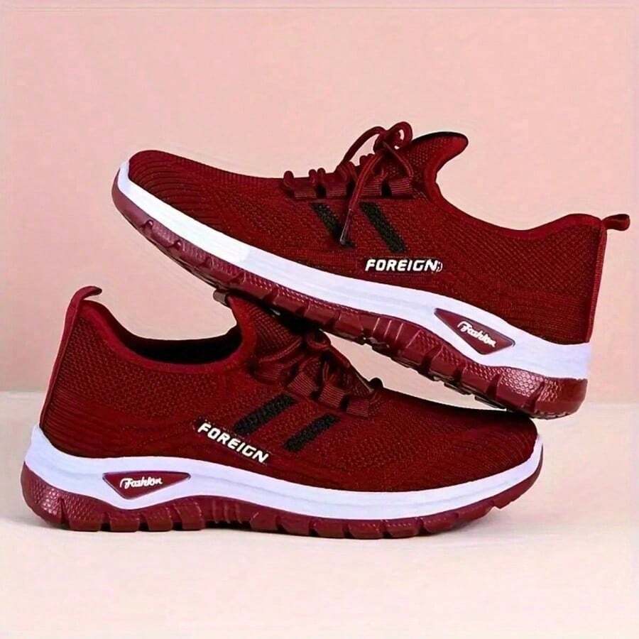 Women's Orthopedic Comfort Slip-On Sneakers - With Arch Support And Skin-Friendly Foam, Breathable Knitted Fabric, Lightweight And Breathable, Suitable For All-Day Wear, Non-Slip PVC Soles - Ideal For Nurses, Teachers, And People Who Need To Stand And Move Around For Long Periods. These Orthopedic Shoes Feature An Exquisite Embossed Design, Beautiful Embroidery, Soft Cushioning, Ensuring Comfort Even During Prolonged Standing. - Đỏ - Xem 1