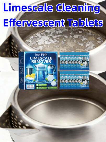 JUE FISH 柠檬除垢清洁泡腾片，适用于不锈钢锅、水壶及各种厨具，让日常厨房清洁更省时省力。