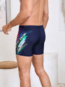 Men's Swim Trunks; New Large Size, Professional Sports, Flat-Front, Anti-Embarrassment Swimwear For Sp - Blue - View 9
