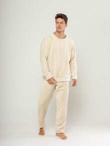 Men's Ultrasoft Long Fleece Pajamas For Cold Winter - 香檳色 - 查看 3