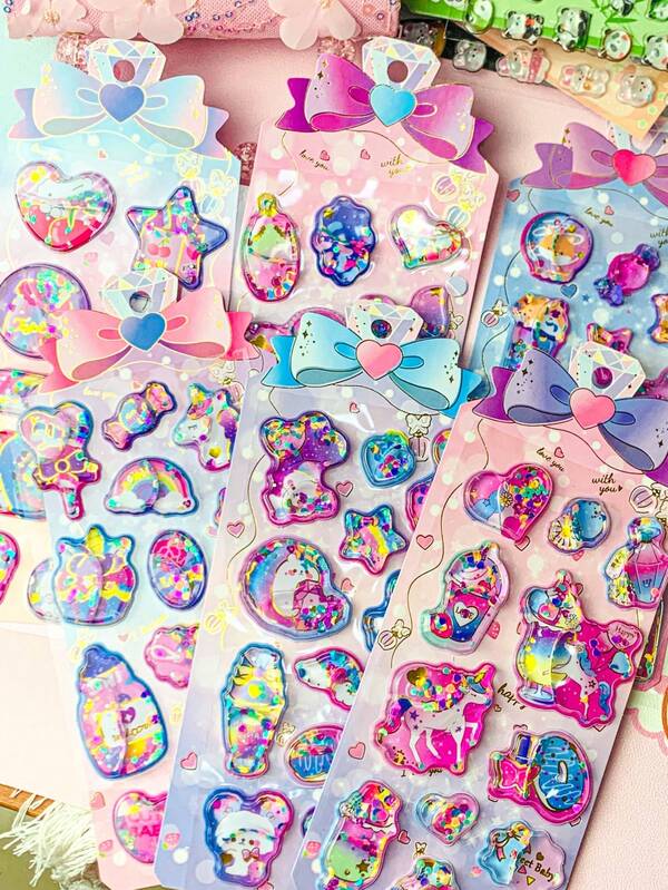 This Sticker Pack Includes 3D Embossed Stickers, Loose Stickers, Gem Stickers, Crystal Stickers, And Cute Decorative Stickers Made Of Sponge And Plastic. There Are Two Design Options Available. They Can Be Used To Make Sticker Albums, Notebooks, Refrigerators, Or To Decorate Homemade Phone Cases.