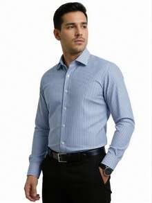 Rand paul Striped Long-Sleeved Dress Shirt With Refined Finish. - 淺藍色 - 查看 4