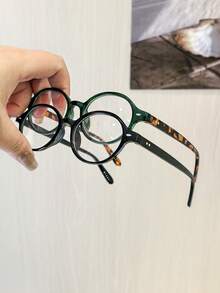 2 piezas Montura de gafas ovalada para mujer, marco ligero de policarbonato con lentes transparentes claros, estilo casual adecuado para uso diario en la oficina y el transporte, con estuche de gafas - Multicolor - Ver 5