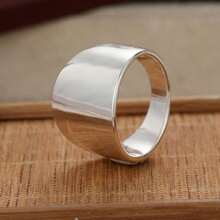 Wide Ring, Thick Ring, Large Ring, Wide-Style Personalized Ring, Thick Solid Ring, Wide Matte Ring, Shield-Shaped Ring - Silver - View 5