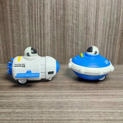 Presiona para lanzar OVNI - Emite cohete espacial, juguete para niños modelo de cabina aeroespacial, plataforma de lanzamiento de cohetes, nave espacial, astronauta, transbordador espacial, regalo de Año Nuevo para niños