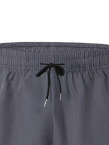 Plus Size Men's Quick Dry Drawstring Shorts - Elastic Loose Fit Workout Shorts For Comfortable Exercise And Outdoor Activities Summer Sports - Grey - View 4
