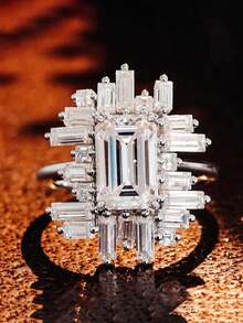 1pc Luxury Cubic Zirconia Ring, Women's Model, Suitable For Weddings, Engagements, Anniversaries, Parties, Also Can Be Used As Rings Or Valentine's Day Gifts - 1# - View 8