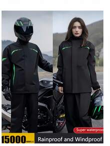 Conjunto de 2 peças para motociclismo, incluindo jaqueta e calça, impermeável e unissex. Ultrafino, à prova de vento e respirável, com bolsos laterais. Ideal para ciclismo, pesca e atividades ao ar livre. - Multicolorido - Ver 13