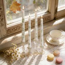 2支欧式印花长蜡烛，植物印花长蜡烛，9.84英寸长香氛蜡烛，无烟大豆蜡烛，适用于餐厅、酒店、客厅、卧室 - 2pcs - 查看 9