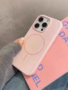 Luxury Magnetic Soft Silicone Phone Case Compatible With IPhone 17 Pro Max, 16, 15, 14, 13, 12, 11 Pro Max Plus, Suitable For Magnetic Wireless Charging, Shock-Proof Protective Cover - Pink - View 4