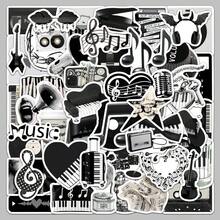 50-Pcs Black & White Music INS-Style Stickers - Waterproof Creative Decals For Phone Cases, Journals & Musical Instruments - 50PCS - View 10