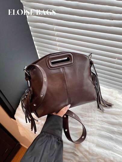 Bolso de mano con borlas, elegante y pequeño, nuevo bolso de mano versátil y personalizado para mujer, bolso de hombro/cruzado casual para ir al trabajo