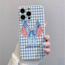 Stylish And Cute Pixel 10 Pro Xl Case - American Flag Ribbon Blue Checks Case: Summer Fashion Must-Have | The Phone Case With A Camera Lens Design Shown Is For Display Purposes Only. The Case Shipped Will Match The Model You Purchase. - 白色 - 查看 3