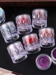 24 Colors Moonlight Aurora High-Grade Mirror Nail Powder, Comes With Storage Box, Includes 24 Shades Of Super Bright Mirror Nail Powder, Suitable For Manicure Decoration, Christmas, Halloween And Nail Art. - 彩色 - 查看 6