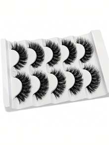 Seemingly Natural, But Actually Eye-Catching | 5 Pairs Of Fluffy And Chaotic DH Eyelashes, 3D Three-Dimensional Design Gives Both Eyes A Sense Of Fur And Presence - View 6