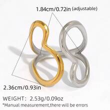 Frminee 3件套/1件镂空爱心金银混色不锈钢戒指套装，个性戒指饰品，适合日常佩戴，节日礼物 - 彩色 - 查看 8