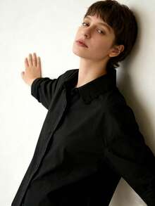 Women's Casual Long Sleeve Shirt, Solid Color, Buttoned Collar, Perfect For Everyday And Work Wear. - 查看 5