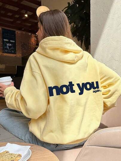 Sudadera con gráfico de la frase "Not You", sudadera informal de manga larga con bolsillo para mujer, ideal para volver al colegio