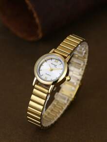 1pc Square Bamboo Knot Quartz Watch In Gold/Silver Color, Suitable For Daily Wear And Perfect Gift For Birthday, Christmas - Gold - View 3