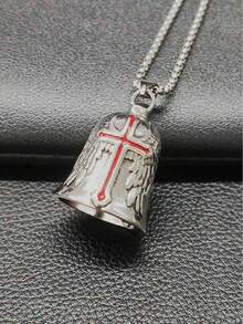 AD Angel Stainless Steel Evil Repellent Bell, Vintage Punk Riding Decor Bell, Light Gray Universal Mod Accessory For Motorcycle Bicycle Red Cross - Red Glue Cross - View 5