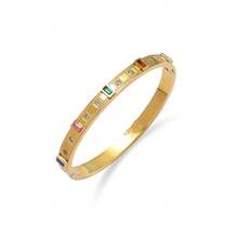 Vòng tay mạ vàng đính đá Cubic Zirconia, bộ vòng tay nhiều màu sắc, trang sức sang trọng, thanh lịch cho Giáng sinh, Năm mới, Đám cưới, Hẹn hò, và đeo hàng ngày. - Vàng - Xem 11