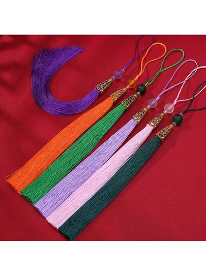 10pcs 15cm Pagoda Hat Long Tassel Pendant, Ancient Style Hanfu Cheongsam Guqin Lantern Decor
