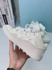 1双休闲运动鞋，男女通用时尚复古情侣鞋，平底低帮学生鞋，带鞋盒，适合送礼、上学、跑步 - 彩色 - 查看 2