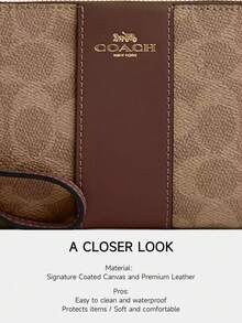 Coach 小号拉链装饰银色字母Logo经典PVC腕包钱包 - 棕色 - 查看 8