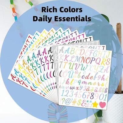 Assorted Colorful Handwritten Style Letter & Number Stickers, Waterproof Decorative Gift Card Stickers (Random Style)