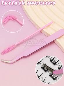 AYRMILLA Multi-Color False Eyelash Tweezers Set, Includes 1 Eyelash Brush And 1 Tweezers, A Complete And Convenient Eyelash Curler Set. Precise Tweezers, Also Suitable For Manicure And Makeup. - Multicolor - View 1