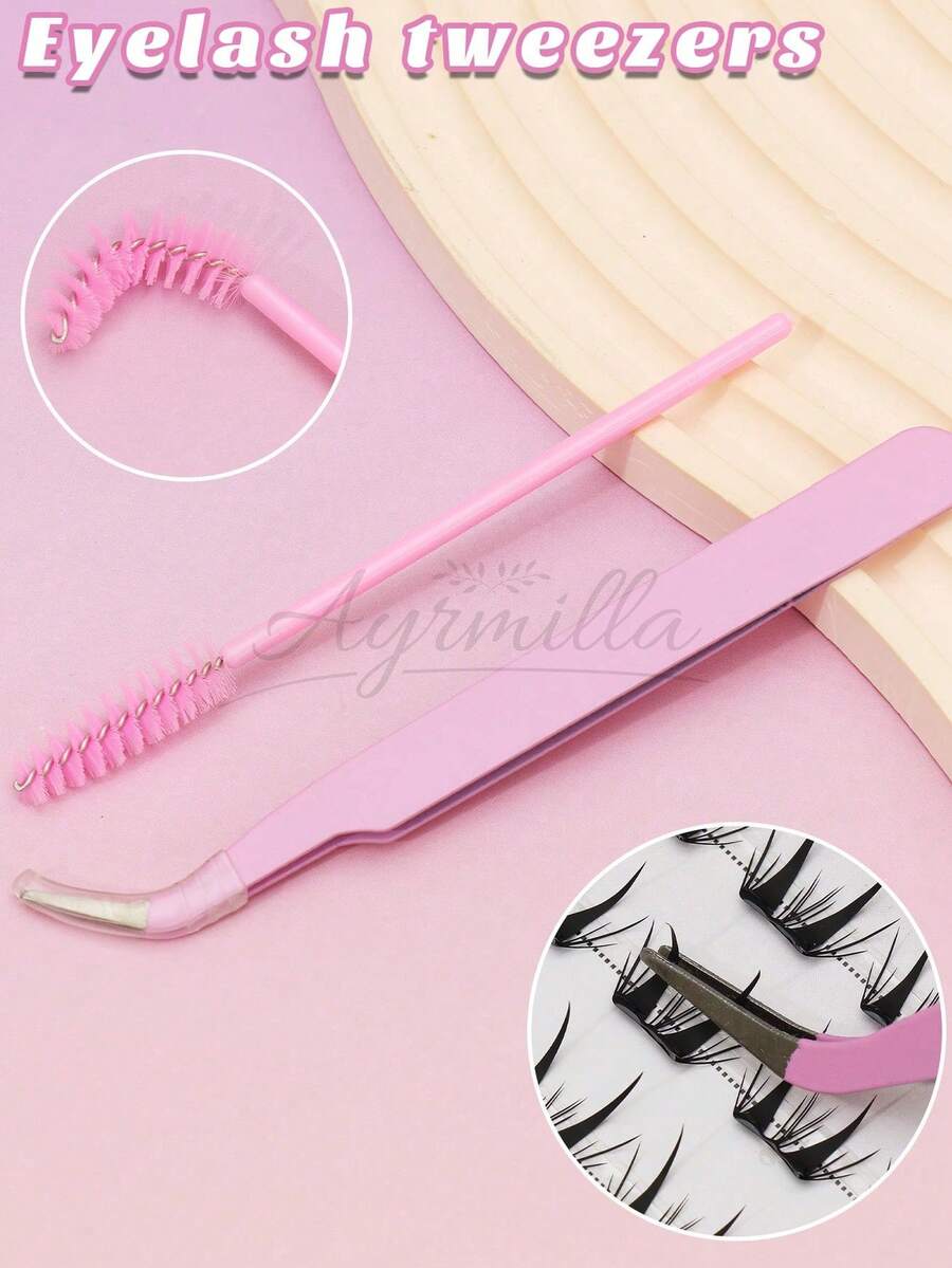 AYRMILLA Multi-Color False Eyelash Tweezers Set, Includes 1 Eyelash Brush And 1 Tweezers, A Complete And Convenient Eyelash Curler Set. Precise Tweezers, Also Suitable For Manicure And Makeup. - Multicolor - View 1