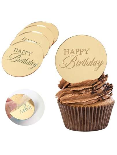 10个现代字母图案蛋糕装饰插牌，“生日快乐”字母蛋糕装饰，适用于生日派对，PMPM生日蛋糕装饰标签，蛋糕装饰，蛋糕配件，烘焙装饰，烘焙用品，节日礼物