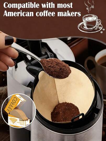 50/100pcs Disposable Coffee Filter Papers, Natural Brown Unbleached Paper, Suitable For Pour Over/Drip Coffee Makers, Cafes, Coffee Shops, Coffee Lovers, Reusable Design, Convenient To Use, Pure Extraction