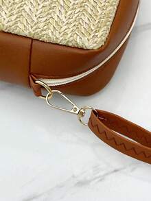 Women's Straw Crossbody Bag - Summer Beach Shoulder Bag With Adjustable Strap For Travel & Vacation - Brown - View 6