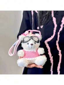 可爱泰迪熊钥匙扣 - 棕色泰迪熊戴眼镜，情侣款可爱钥匙扣，适合挂在包包上，返校季礼物，1个装 - one-size - 查看 12