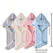 1pc Extra Large Wide-Banded Hair Drying Towel, Super Absorbent Quick-Dry Women Bath Cap, Headwrap - White - View 6