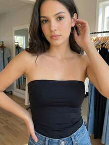 Kit3 Cropped Tube Top Tube Bandeau Blouse Basic Women's Lined Suplex Premium Blogger - kit3 tube preta vinho azul - 查看 8