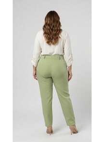 Plus Size Tailored Dress Pants - Pimiento verde - Ver 3