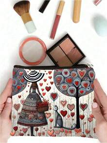 1个女孩猫咪图案化妆包；1个创意女士礼物；1个拉链手拿包；1个小钱包；1个旅行必备包；1个推荐同事收纳包/化妆包/洗漱包/护肤包/洗漱袋/旅行洗漱包/女士度假必备/女士旅行包/便携大容量包 - 彩色 - 查看 3