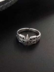 Anillo hexagonal vintage para hombres, anillo personalizado minimalista y retro único - Plata antigua - Ver 5