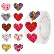 New Style Shiny Heart Series Roll Stickers (500 Pcs/Roll) - Sparkly Waterproof Decor For Phone Cases, Cups, Crafts & Gifts - 500PCS/Roll - View 1