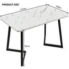 117cm Dining Table With 4 Chairs Set, Rectangular Dining Table, Modern Kitchen Table Set, Beige Velvet Dining Chair, Black Table Legs - White - View 6