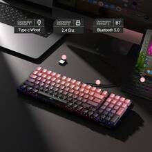 MageGee LIGHT100 Wireless Creamy Keyboard, Gasket Structure Hot Swappable, 2.4G/USB-C/BT5.0 RGB Backlit Mechanical Gaming Keyboard 8000mAh Battery, Side Printed PBT Keycap - 查看 8