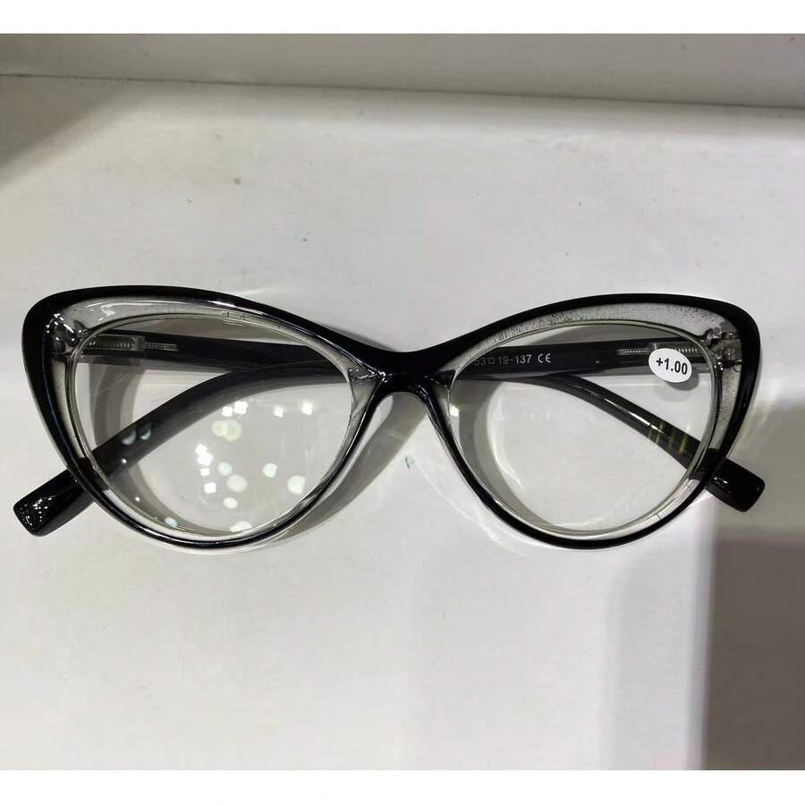 Eyeglasses For Reading, Near Vision, 2171 Cat-Eye Oval Style, Women's - preto transparente - 查看 1