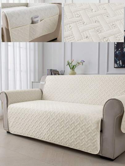 1pc Minimalist Pet Sofa Cover, Fabric All-Season Waterproof Anti-Slip Sofa Protector, Machine Washable, Pet-Friendly, Fits Single To 3-Seater Sofas, Suitable For Living Room, Bedroom, Dining Area